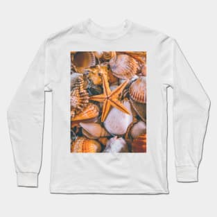 Nature Seashells Starfish Yoga Caribbean Beach Long Sleeve T-Shirt